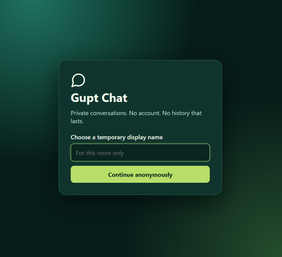 GuptChat - Real Time Anonymous Chat Platform